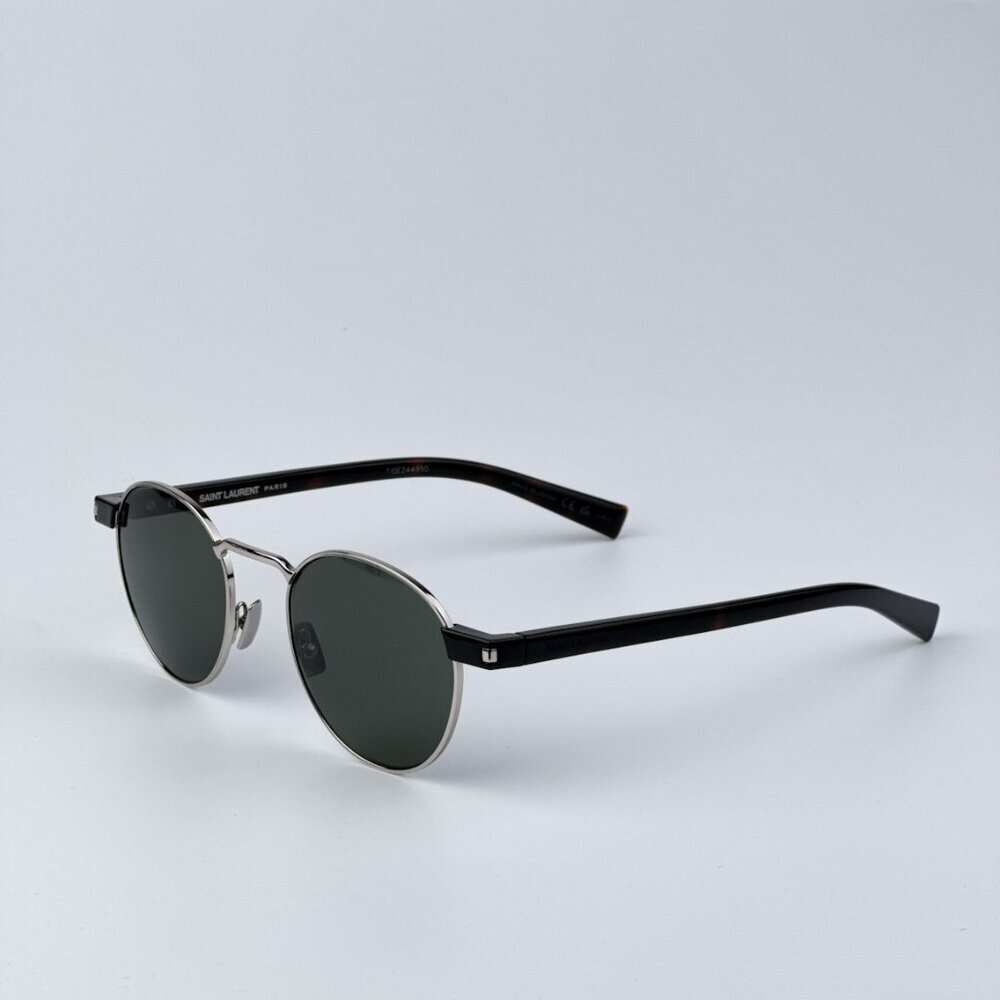 Saint Laurent SL707 001 BRAND NEW Sunglasses Silver Havana Grey Oval Unisex